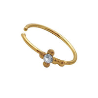 Cargar imagen en el visor de la galería, Nostril Piercing Nasenring 925 Silber vergoldet Kristall Kreuz weiß Glitzer Kugelenden - chic - net.de
