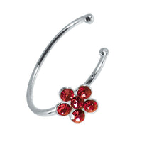 Cargar imagen en el visor de la galería, Nostril Piercing Nasenring 925 Sterling Silber Kristall Blume rot Glitzer Kugelenden - chic - net.de
