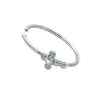 Cargar imagen en el visor de la galería, Nostril Piercing Nasenring 925 Sterling Silber Kristall Kreuz weiß Glitzer Kugelenden - chic - net.de
