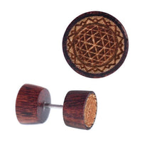 Cargar imagen en el visor de la galería, Fake Holz Plug Piercing Edelstahl Inlay Türkis Perlmutt verschiedene Motive
