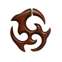 Load image into Gallery viewer, Fake Piercing Sawoholz Edelstahl handgeschnitzt groß braun rotbraun Dehner
