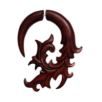 Load image into Gallery viewer, Fake Piercing Sawoholz Edelstahl handgeschnitzt groß braun rotbraun Dehner

