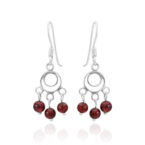 Ohrhänger Stein Perle dunkelrot 925er Sterling Silber Katzenauge Kreise Perlen - chic - net.de