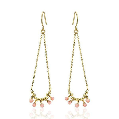Ohrringe 18 karat vergoldet Tortenstück Form Ketten Perlen Stein rosa nickelfrei - chic - net.de