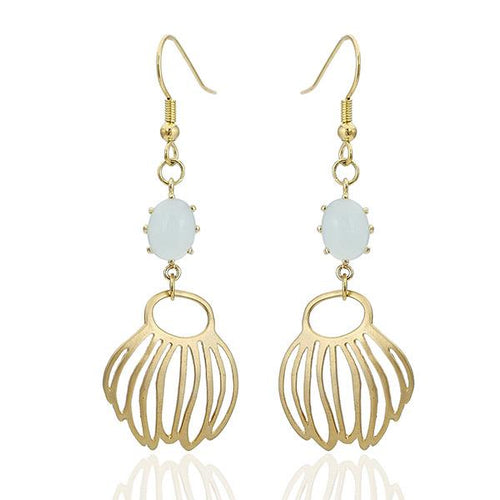 Ohrringe 18 karat vergoldet weiß türkis Stein Ringe oval Kamille nickelfrei gold - chic - net.de