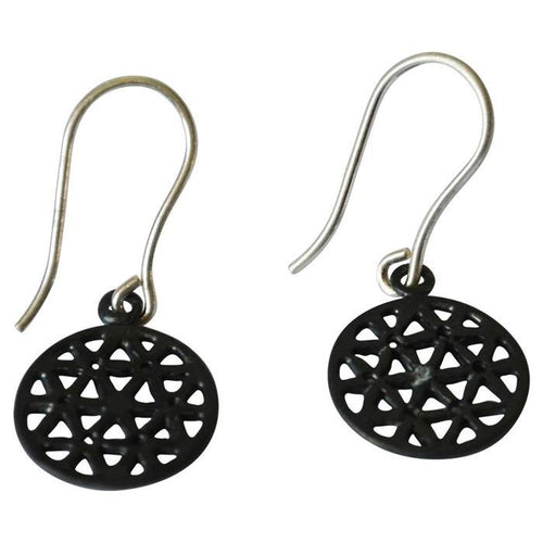 Ohrringe 925 Sterling Silber schwarz Blume des Lebens - chic - net.de