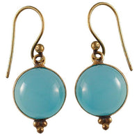 Load image into Gallery viewer, Ohrringe Chalcedon Kreis Dreieck Messing antik golden Damen Ohrhänger nickelfrei Schmuck - chic - net.de
