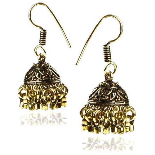 Ohrringe Halbkugel Seil Ringe Herzen Messing antik golden Ohrhänger nickelfrei Schmuck - chic - net.de