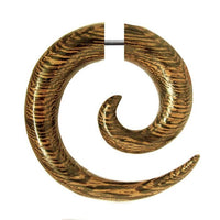 Cargar imagen en el visor de la galería, Ohrringe Holz Fake Piercing Spiralen Edelstahl Dehnschnecken OH - 275 - chic - net.de
