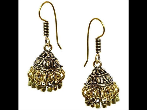 Ohrringe Jhumka Quaste Schlösser Messing antik gold - chic - net.de