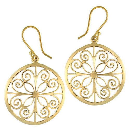 Ohrringe Kreis Mandel Spiralen Messing Brass antik golden Tribal Ohrhänger nickelfrei Schmuck - chic - net.de