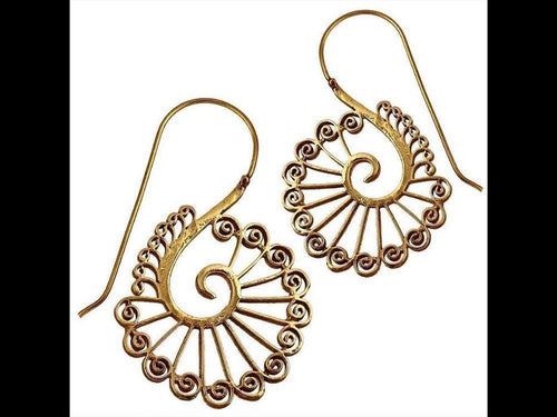 Ohrringe Messing antik golden Tribal Ohrhänger Spiralen Stäbe starr Haken - chic - net.de