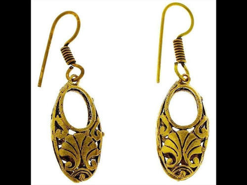 Ohrringe oval Muschel hohl Messing dunkel antik golden nickelfrei Piercing Tribal Schmuck - chic - net.de