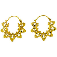 Load image into Gallery viewer, Ohrringe Spiralbögen Kreise Punkte 28 mm Messing gold - chic - net.de
