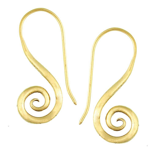 Ohrringe Spirale starr Messing antik golden Ohrhänger nickelfrei Tribal Piercing Schmuck Brass - chic - net.de