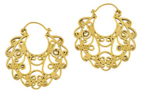 Cargar imagen en el visor de la galería, Ohrringe Spiralen verschnörkelt Kreis Messing Brass antik golden Tribal Schmuck - chic - net.de
