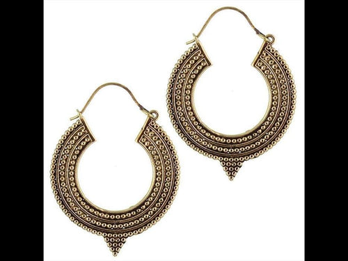Ohrringe Spitze Kreise Punkte Tribal Messing Brass antik golden nickelfrei Schmuck Piercing - chic - net.de