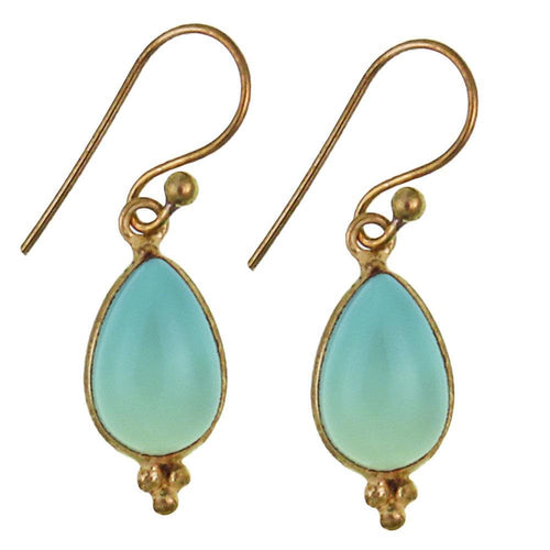 Ohrringe Tropfen Chalzedon Dreieck Messing antik golden Tribal Ohrhänger Brass Schmuck - chic - net.de