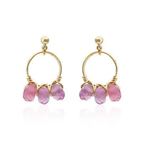 Load image into Gallery viewer, Ohrstecker 18 karat vergoldet Kupfer lila Amethyst Ring facettiert nickelfrei gold - chic - net.de
