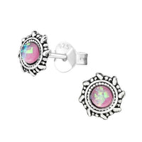Load image into Gallery viewer, Ohrstecker 925 Silber Opal E - Coat oxidiert Sonne Rad - chic - net.de
