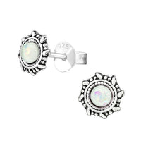 Load image into Gallery viewer, Ohrstecker 925 Silber Opal E - Coat oxidiert Sonne Rad - chic - net.de
