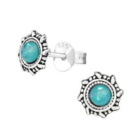 Load image into Gallery viewer, Ohrstecker 925 Silber Opal E - Coat oxidiert Sonne Rad - chic - net.de
