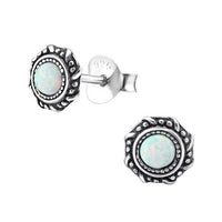 Load image into Gallery viewer, Ohrstecker 925 Silber Opal E - Coat oxidierter Rand - chic - net.de
