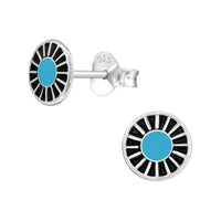 Load image into Gallery viewer, Ohrstecker 925 Silber Rad E - Coat Epoxid blau oxidiert - chic - net.de

