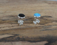 Cargar imagen en el visor de la galería, Ohrstecker 925 Silber Stein rund Opal Onyx 6mm - chic - net.de
