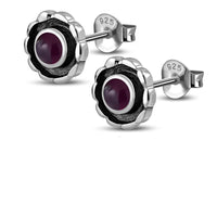 Cargar imagen en el visor de la galería, Ohrstecker 925 Sterling Silber Blume Stein oxidiert - chic - net.de
