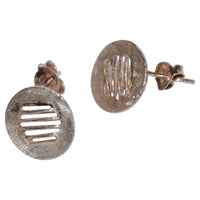 Cargar imagen en el visor de la galería, Ohrstecker 925 Sterling Silber Gitter rund gebürstet - chic - net.de
