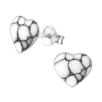 Load image into Gallery viewer, Ohrstecker 925 Sterling Silber Herz E - Coat Muschel Stein - chic - net.de
