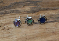 Load image into Gallery viewer, Ohrstecker 925 Sterling Silber Hexagon E - Coat Abalone Epoxid - chic - net.de
