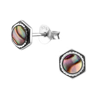 Load image into Gallery viewer, Ohrstecker 925 Sterling Silber Hexagon E - Coat Abalone Epoxid - chic - net.de
