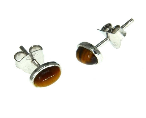 Ohrstecker 925 Sterling Silber mit Tigerauge oval 7mm - chic - net.de