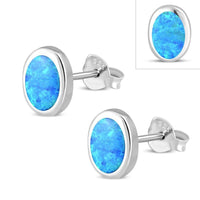 Load image into Gallery viewer, Ohrstecker 925 Sterling Silber oval Stein Muschel Rand - chic - net.de
