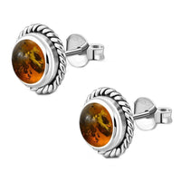 Load image into Gallery viewer, Ohrstecker 925 Sterling Silber Seilrand Stein rund - chic - net.de
