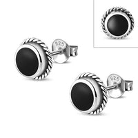 Load image into Gallery viewer, Ohrstecker 925 Sterling Silber Seilrand Stein rund - chic - net.de
