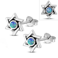 Cargar imagen en el visor de la galería, Ohrstecker 925 Sterling Silber Stern Opal oxidiert - chic - net.de
