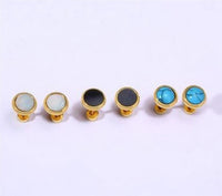 Load image into Gallery viewer, Ohrstecker Edelstahl Emaille Perlmutt Türkis Gold PVD - chic - net.de
