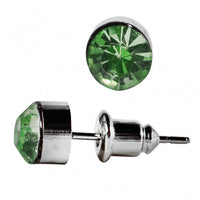 Cargar imagen en el visor de la galería, Ohrstecker Glas transparent hellgrün scheinend, 5 mm Ø, facettiert, glitzernd, 925er Sterlingsilber - Stift - chic - net.de

