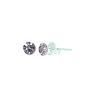 Load image into Gallery viewer, Ohrstecker Glas transparent hellgrün scheinend, 5 mm Ø, facettiert, glitzernd, 925er Sterlingsilber - Stift - chic - net.de
