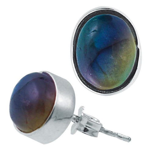 Ohrstecker Labradorit oval 10 mm 925er Sterling Silber Rand Stein Silberohrstecker - chic - net.de
