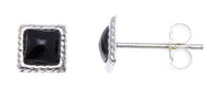 Load image into Gallery viewer, Ohrstecker Onyx Quadrat 6 mm Seilrand 925er Sterlingsilber schwarz unisex - chic - net.de
