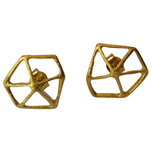 Ohrstecker vergoldet 925 Silber Gitter Wabe erhöht - chic - net.de