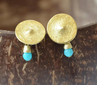 Load image into Gallery viewer, Ohrstecker vergoldet 925 Silber Knopf Stein türkis - chic - net.de
