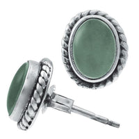 Load image into Gallery viewer, Ohrstecker Zopf Rand Chalzedon hell oval 10 mm 925er Sterling Silber Stein Silberohrstecker - chic - net.de
