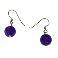 Load image into Gallery viewer, Perlen Kugel Ohrringe Lila Jade 925 Sterlingsilber Perle ca. 8mmØ
