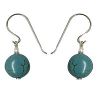 Load image into Gallery viewer, Perlen-Ohrringe, Türkis, 925er Sterlingsilber-Bügel, Perle ca. 10mmØ
