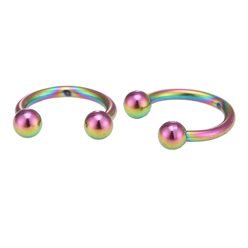Piercing Circular Barbell Hufeisen mit kleinen Kugeln Regenbogen Farben aus Edelstahl